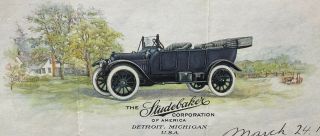1914 Studebaker Corporation Of America Picture Letterhead Mailing Envelope