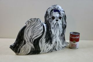 Shih Tzu / Lhasa Apso Figural Ceramic Dog Planter Vase By Nina Lyman