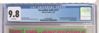 The Incredible Hulk 377 1st First Printing CGC 9.  8 Professor Avengers Endgame 3 2