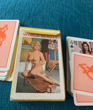 Vintage World Beauty Brand Playing Cards Nude Models Pin - Up Girls Euc