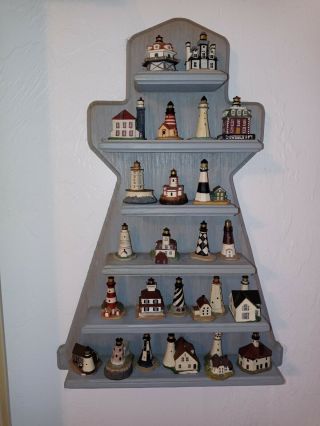 Lenox Thimble American Lighthouse Complete Set Of 24 With Display Shelf Adorable