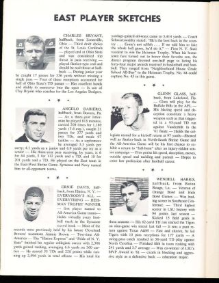 1962 All America Game Football Program Ernie Davis em 2