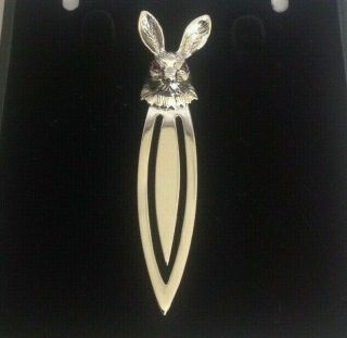 3d Animal Bunny Rabbit Bookmark Sterling Silver And Ruby Eyes 55mm Gift Boxed