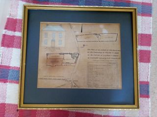 Rare Antique 1851 Ink Drawn Estate Map/plan Clayton Green / Le Woods