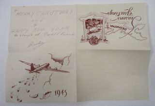 Vintage 1945 Wwii Christmas Greeting Card Okinawa Us 8th Eighth Army Air Force