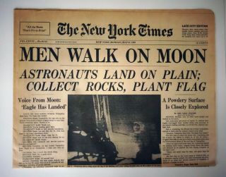 Vintage Apollo 11 Moon Landing York Times Newspaper,  July 21,  1969