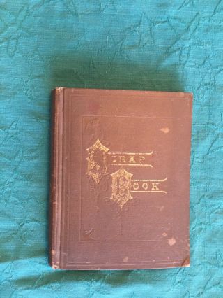 Antique Victorian Scrapbook,  Brown Leather,  Book Patented March 28,  1876