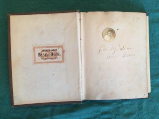 Antique Victorian Scrapbook,  brown leather,  Book Patented March 28,  1876 2