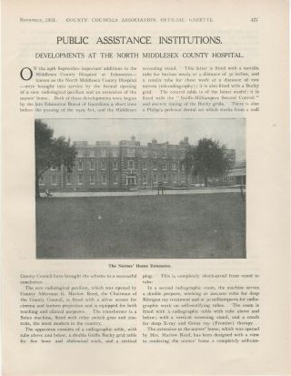 1931 County Council Public Assistance Institutions N Middlesex County Hospital