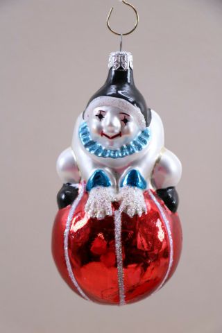 Christopher Radko Retired Clown Roly Ball Christmas Ornament