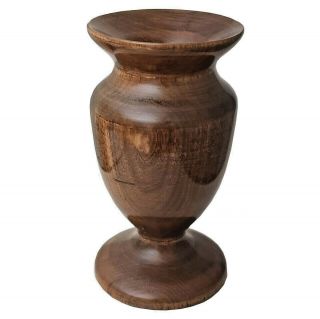 Vintage Hand Crafted Turned Wood Vase Chestnut ? 8 1/4 " Height