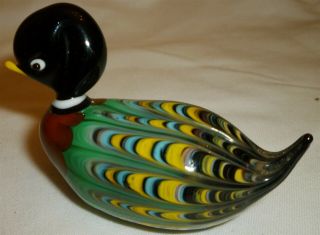 Vintage Gorgeous Colorful Murano Glass Italy Miniature Mallard Duck Figurine