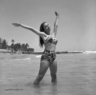 Bunny Yeager 1954 Camera Pin - Up Negative Photograph Pretty Bathing Beauty Model