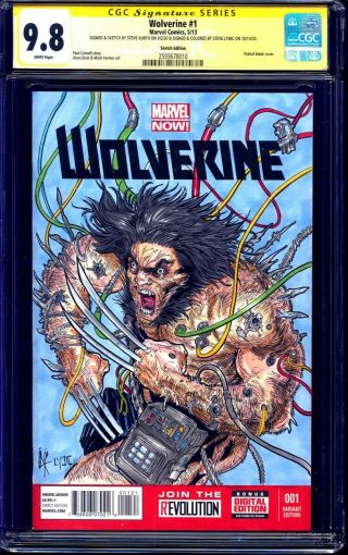 Wolverine 1 Blank Cgc Ss 9.  8 Signed Weapon X Sketch By Steve Kurth Lydic Color