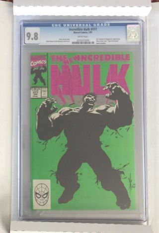 The Incredible Hulk 377 1st First Printing Cgc 9.  8 Professor Avengers Endgame 2