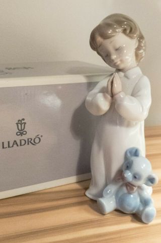 Lladro Figurine Nighttime Blessings Girl Praying With Teddy Bear 6581