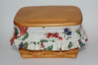 1998 Longaberger Recipe Basket With Lid And Fruit Medley Fabric Liner