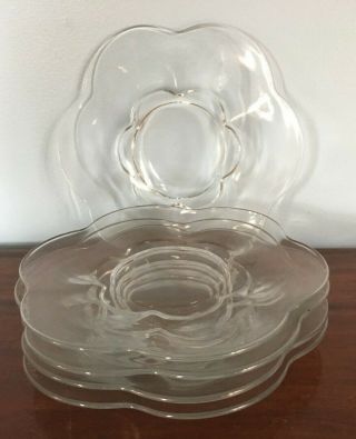 5 Vintage Flower Petal Shaped Glass Plates