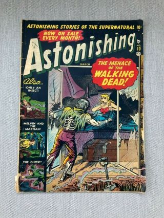 Astonishing 10 (march 1952 Atlas Comics) Pre Code Horror Walking Dead Cover