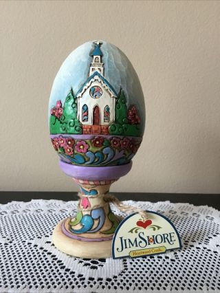 JIM SHORE - “EASTER PROMENADE” - EGG ON STAND - 2 PIECE 2