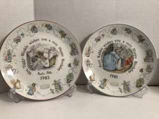 Wedgwood Vintage 1981 - 1982 Beatrix Potter Peter Rabbit Birthday Plates 8”