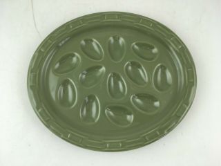 Longaberger Pottery Egg Holder Plate Platter Sage Green