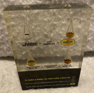 Pennzoil Vintage Advertising Display Oil In Lucite PureBase Products 3
