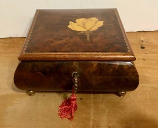 Vintage Reuge Music Box Made In Italy " The Yellow Rose Of Texas " Swiss Movement