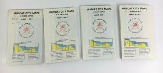 1992 Full Set Of 4 Muscat City Oman Sheet Maps Scale 1:20,  000