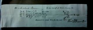 Tax Receipt Virginia 1822.  Slaves 47 Cents.  Horses 12 Cents