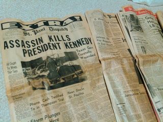 1963 Kennedy Assassination Newspaper St.  Paul Dispatch Extra 11/22,  11/25 Burial