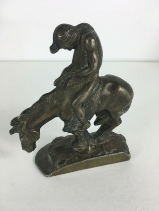 Vintage Cast Iron Indian On Horse Trail Of Tears Bookend Doorstop Statue