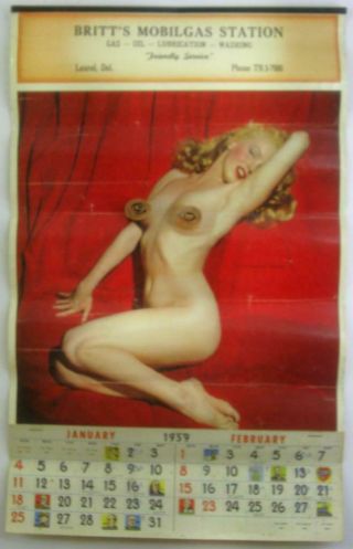 Marilyn Monroe Britts Mobilgas 1959 Pin - Up Calendar Nudie Risque 8pix Delaware