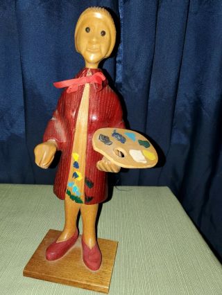 Vintage Romer Carved Wooden Figure Artist Made In Italy