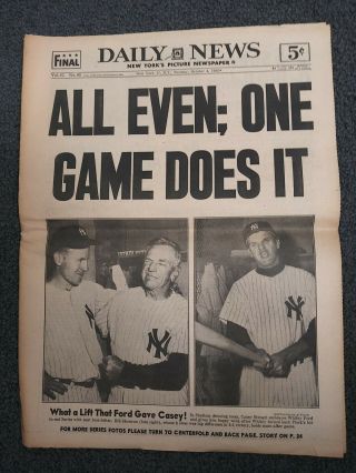 1955 World Series - Dodgers Vs Yankees - Baseball - York Daily News Newspaper