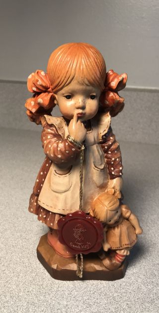 Vintage Anri Sarah Kay Valentine Girl With Doll