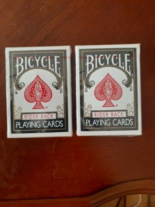 Vintage Bicycle Rider Back Black&gold Playing Cards Ohio Made Rare - &