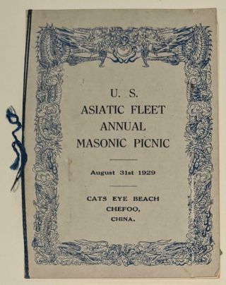 1929 Menu Us Asiatic Fleet Masonic Picnic Cats Eye Beach Chefoo China Guest List