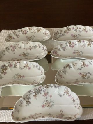 Haviland & Co Limoges France Porcelain Bone Dishes Floral Set Of 7 Antique 1896