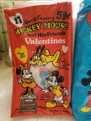 VINTAGE WALT DISNEY 2 PACKAGES VALENTINE CARDS MICKEY MOUSE AND FRIENDS 3