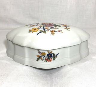 Limoges France Porcelain Lidded Trinket Box Oval Shape Floral Design