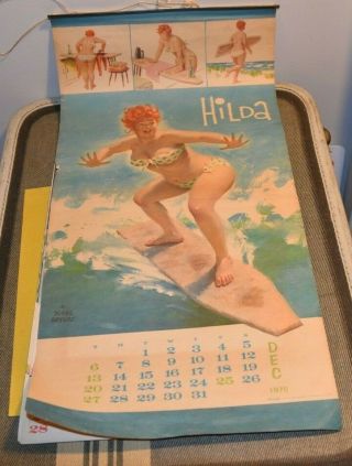 Vintage 1970 Duane Bryers Hilda Big Girl Pin - Up Calendar Sexy Advertisement