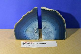 Blue Agate Geode Bookends 4 Lbs 11 Ounces (1400 - 237)