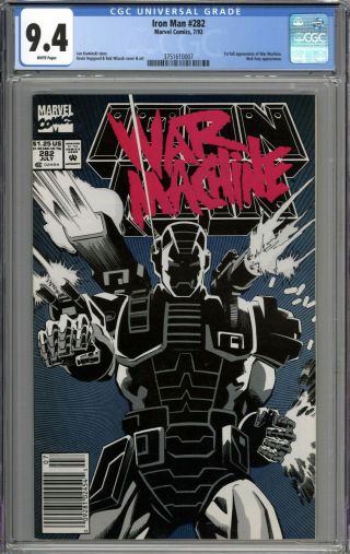 Iron Man 282 Newsstand Variant Cgc 9.  4 Nm 1st Full Appearance Of War Machine Wp