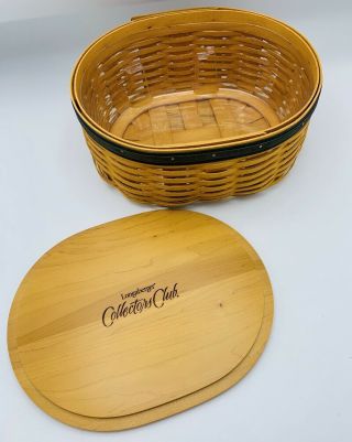 Longaberger Collector’s Club Harmony Basket 1 Handwoven Lid Protector Signed