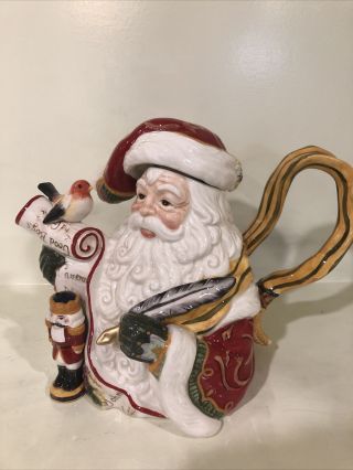 2016 Fitz and Floyd Regal Holiday Christmas Santa Teapot Pitcher 3