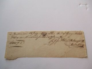 Antique Early American Document Letter Signed Baltimore 1779 Amos Coney ???