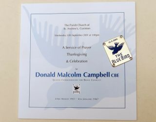 Donald Campbell Cbe 1921 - 1967: Order Of Service September 2001 And Invitation