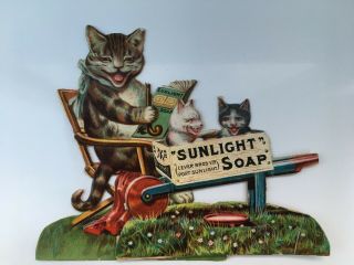 Mother Cat Reads To Kittens 1895 - 1905 Sunlight Soap Raphael Tuck Paper Toy 3d