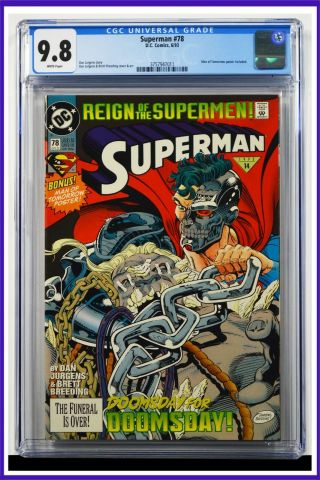 Superman 78 Cgc Graded 9.  8 Dc June 1993 White Pages Comic Book.